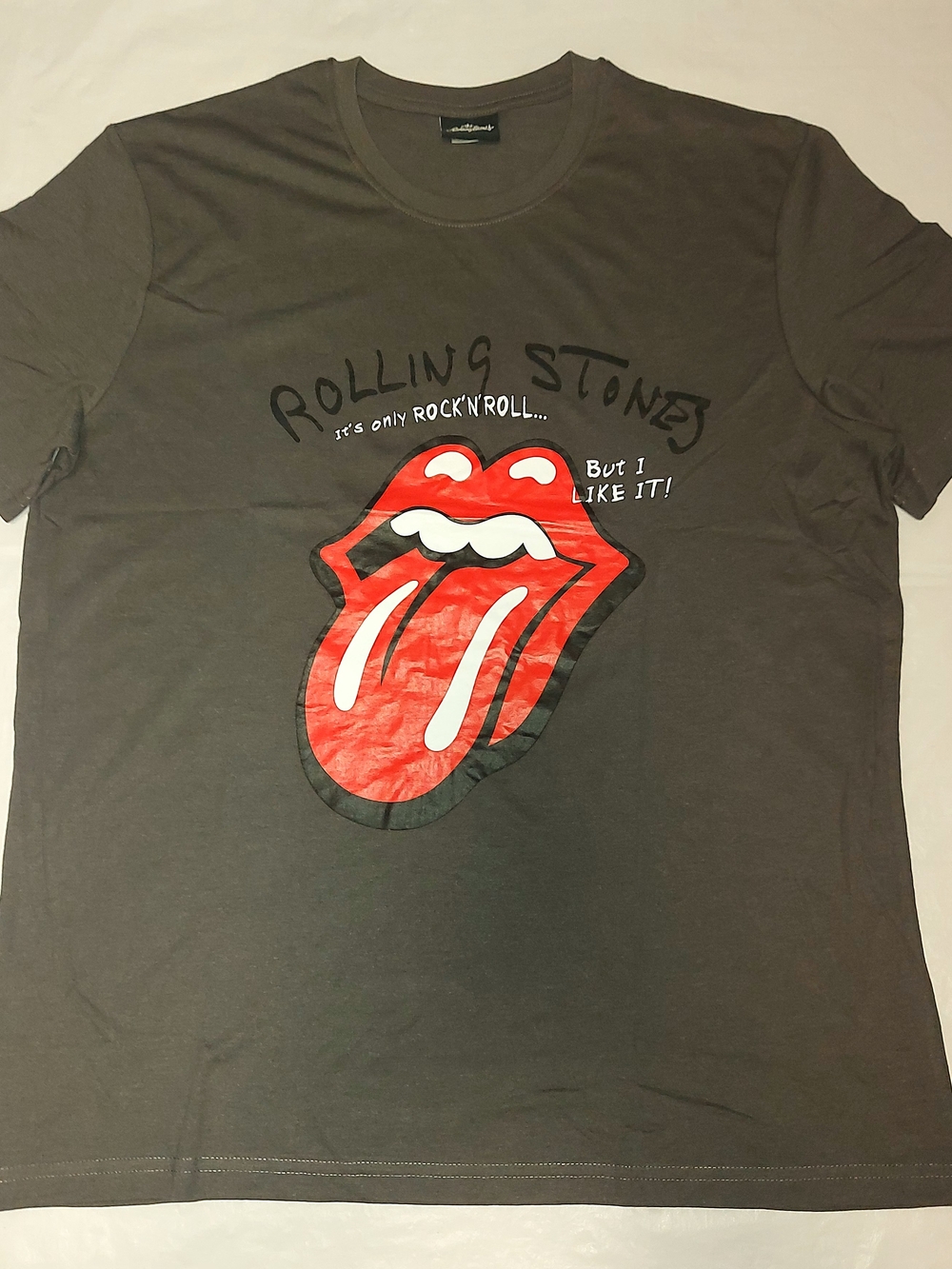 Rolling Stones Graphic Tee with Iconic Tongue Logo - Charcoal